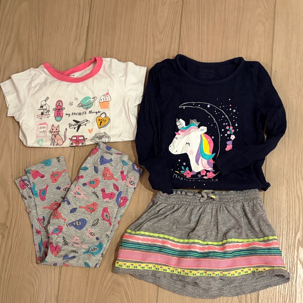 Colorful Unicorn and Animal Print Pajama Set for Kids